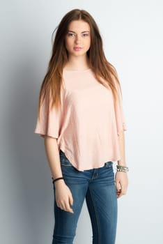 Young girl with brunette hair