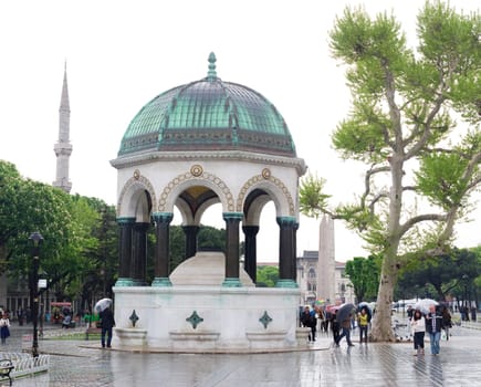 the german fountain, or alman cesmesi in istanbul. It is a gazebo styled fountain on the sultanahmet square and constructed to commemorate the 2nd anniversary og german emperor Wilhelm II's visit to Istanbul in 1898.