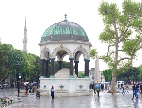 the german fountain, or alman cesmesi in istanbul. It is a gazebo styled fountain on the sultanahmet square and constructed to commemorate the 2nd anniversary og german emperor Wilhelm II's visit to Istanbul in 1898.