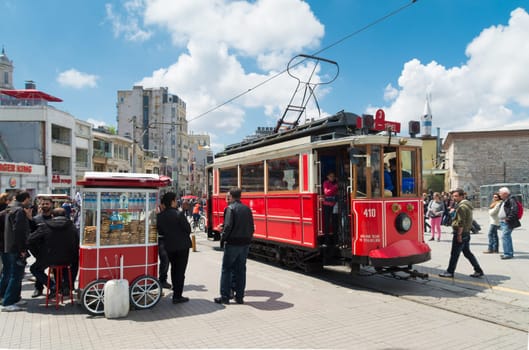 Traditional red tram trundled along İstiklal Caddesi for 1.64 km (1 mile) connecting Taksim Square with Galatasaray and Tünel Square