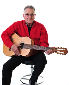 Retired pensioner plays guitar