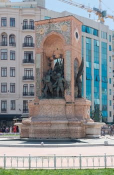 Republic Monument at Taksim Square in Istanbul. The monument honoring the leaders of the struggle for independence was unveiled in 1928.