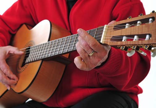 Playing guitar