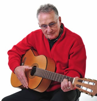 Retired pensioner plays guitar
