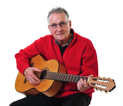 Retired pensioner plays guitar