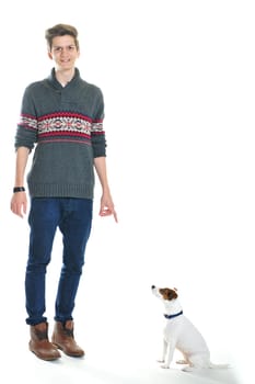 Boy raises dog