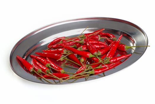 Chilli pods on tray