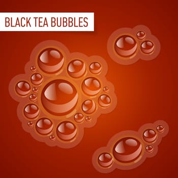 Bubbles of black tea on a brown background