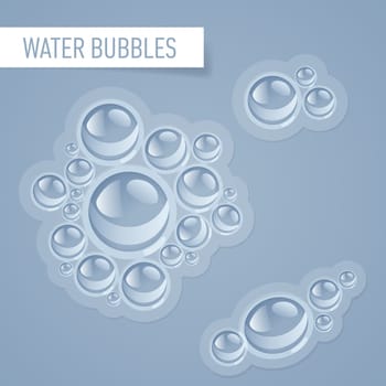 Bubbles of water on a light steel blue colour background