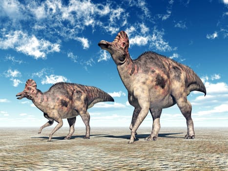 Computer-generated 3D illustration with the dinosaur Corythosaurus