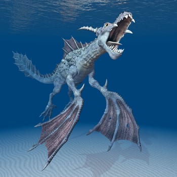 Computer-generated 3D illustration with a water dragon