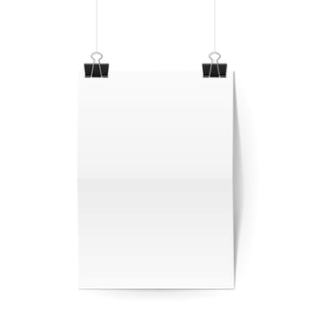 Sheet of paper folded in two hangs on two black binder clips