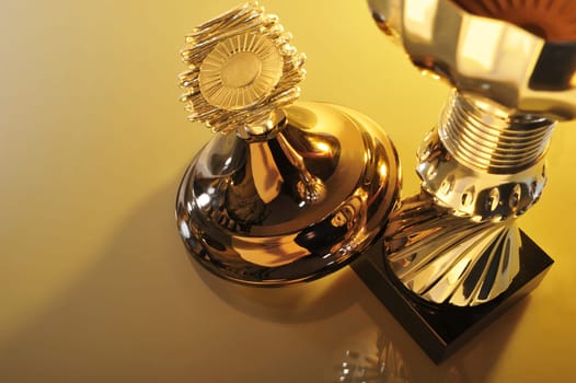 Detailed view of a chrome-plated cup in a special light