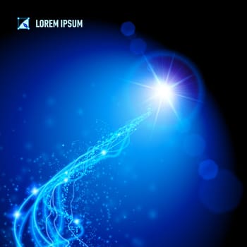 Blue rays of light coming from a distant star