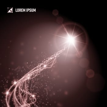 Twisted energy lines coming from a distant dull red star