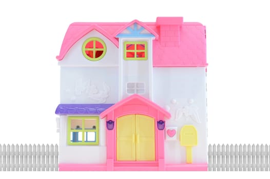 A close up shot of a toy doll house