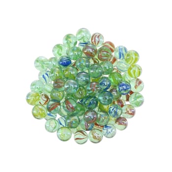 A close up shot of glass marbles