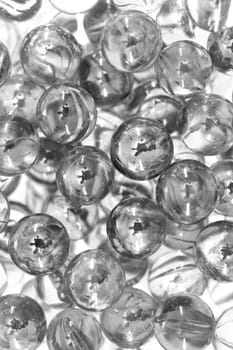 A close up shot of glass marbles