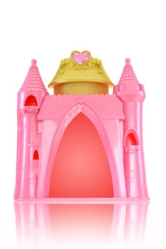 A close up shot of a toy castle