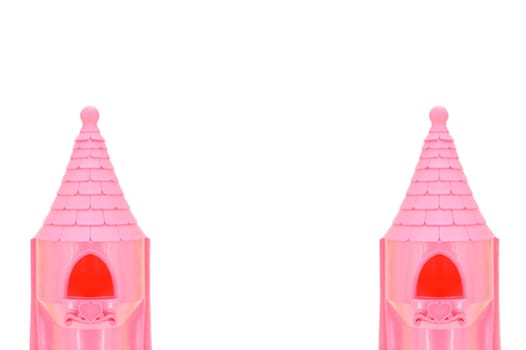 A close up shot of a toy castle