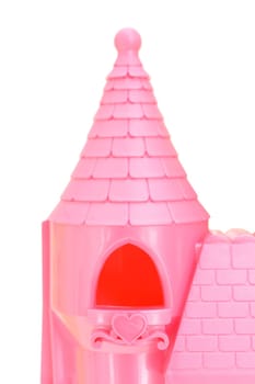 A close up shot of a toy castle