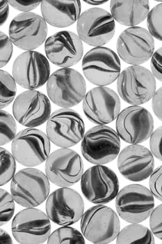 A close up shot of glass marbles