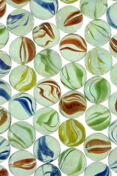 A close up shot of glass marbles