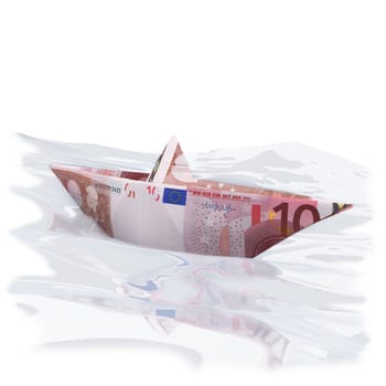 Paper boats with 10 euros