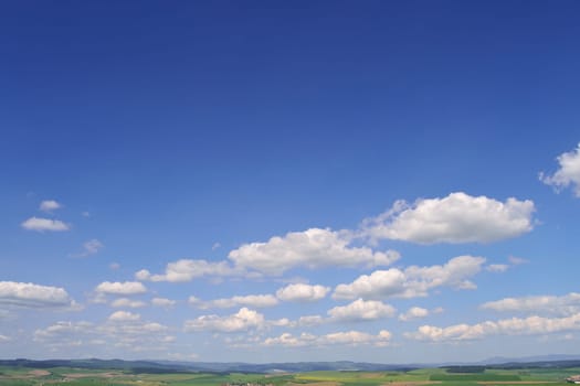 Landscape with fields and village
