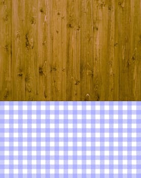 Traditional background - wood with violet and white tablecloth