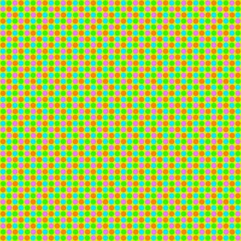 Yellow background with many colorful dots