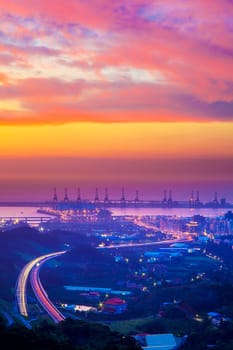 The sunset of Taipei Port, Taiwan for adv or others purpose use