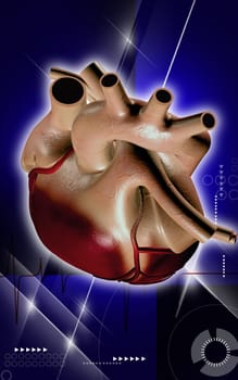 Digital illustration of heart in colour background