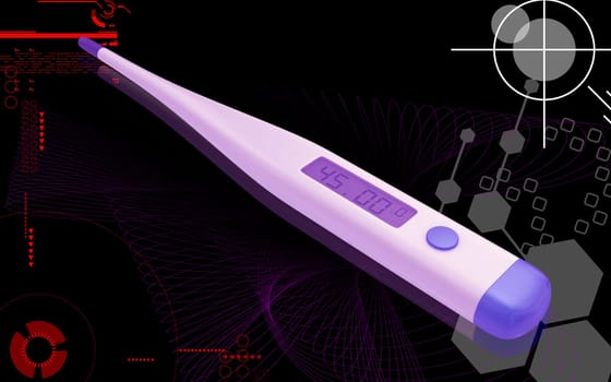 Digital illustration of thermometer in colour background