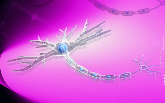 Digital illustration of neuron in colour background