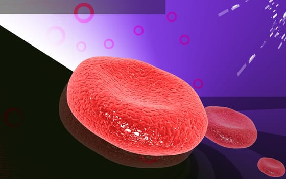 Digital illustration of blood cell in colour background