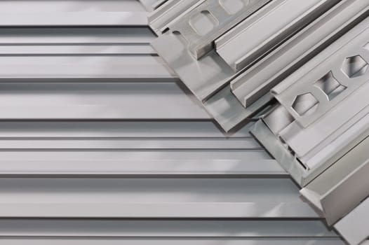 many different aluminium profile strips in the spotlight
