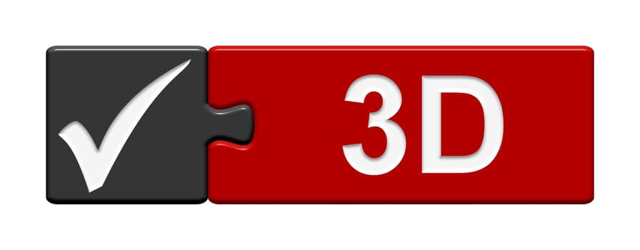 Puzzle button black red: 3D