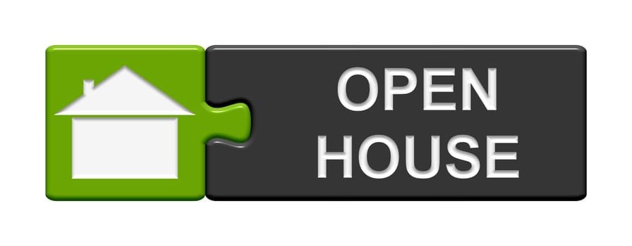 Puzzle Button green grey: Open House
