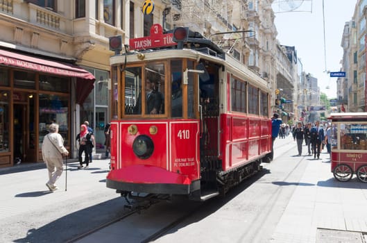 Traditional red tram trundled along Istiklal Caddesi for 1.64 km (1 mile) connecting Taksim Square with Galatasaray and Tunel Square