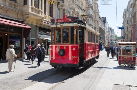 Traditional red tram trundled along Istiklal Caddesi for 1.64 km (1 mile) connecting Taksim Square with Galatasaray and Tunel Square