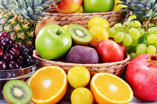 Composition with variety of fresh fruits. Balanced diet.
