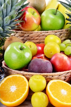 Composition with variety of fresh fruits. Balanced diet.