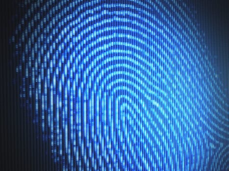 Fingerprint on a led screen. Concept of technology.