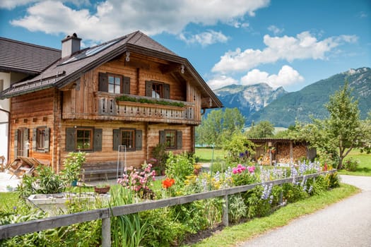 Beautiful traditional Alpine house in the mountains