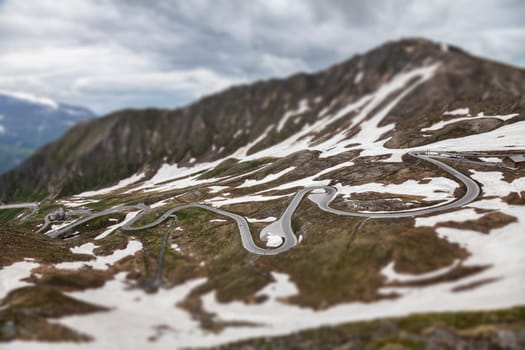 Famous Grossglockner Hochalpenstrasse road in Austrian Alps