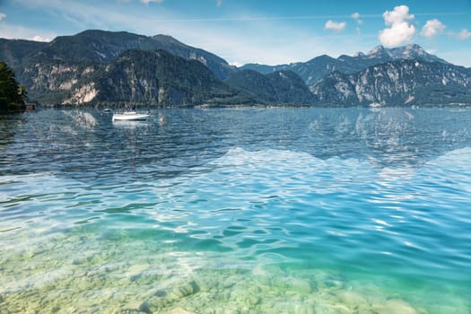 Attersee lake in the mountains of Austria