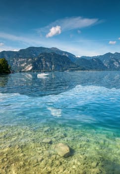 Attersee lake in the mountains of Austria