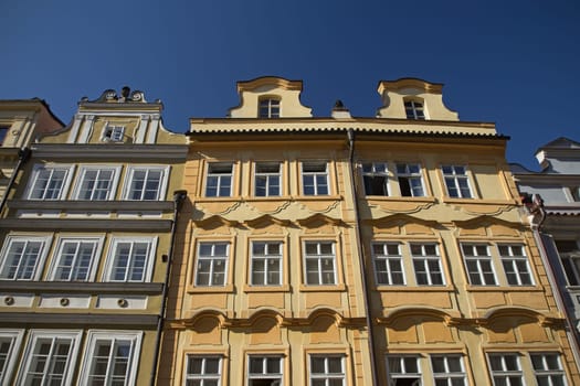 Color historic houses in historic centre of Prague (Czech Republic)