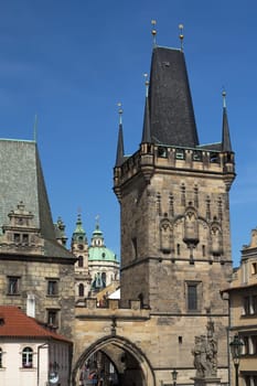 Mala Strana Tower on Charles Bridge (Prague, Czech Republic)